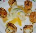 Теплый салат с морскими гребешками и апельсином рецепт с фото