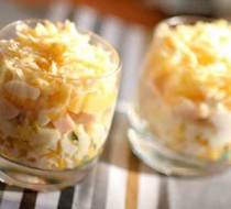 Салат из ветчины с сыром и ананасами рецепт с фото