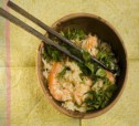 Сладкий рис с чесноком, креветками и рукколой рецепт с фото